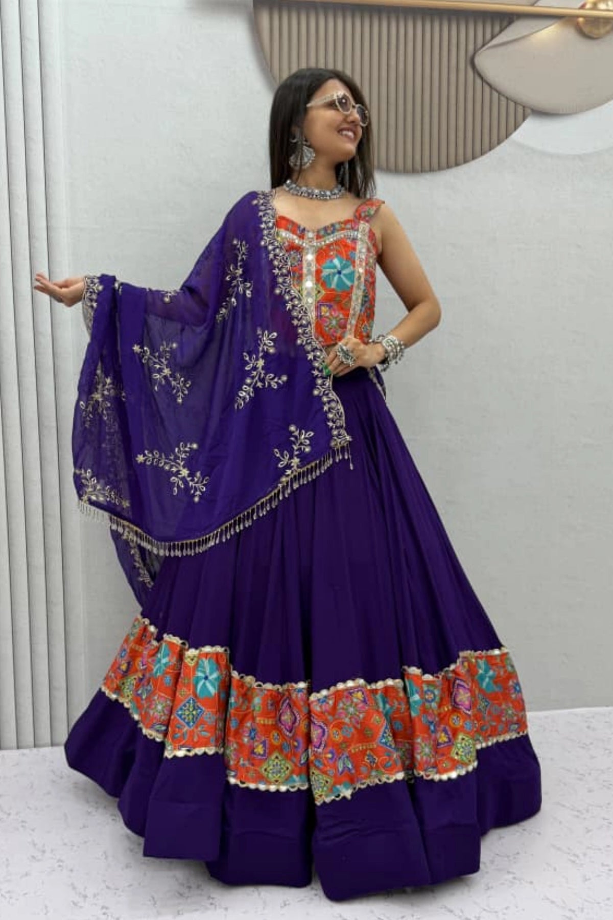 Purple & Multicolour Lehenga Set