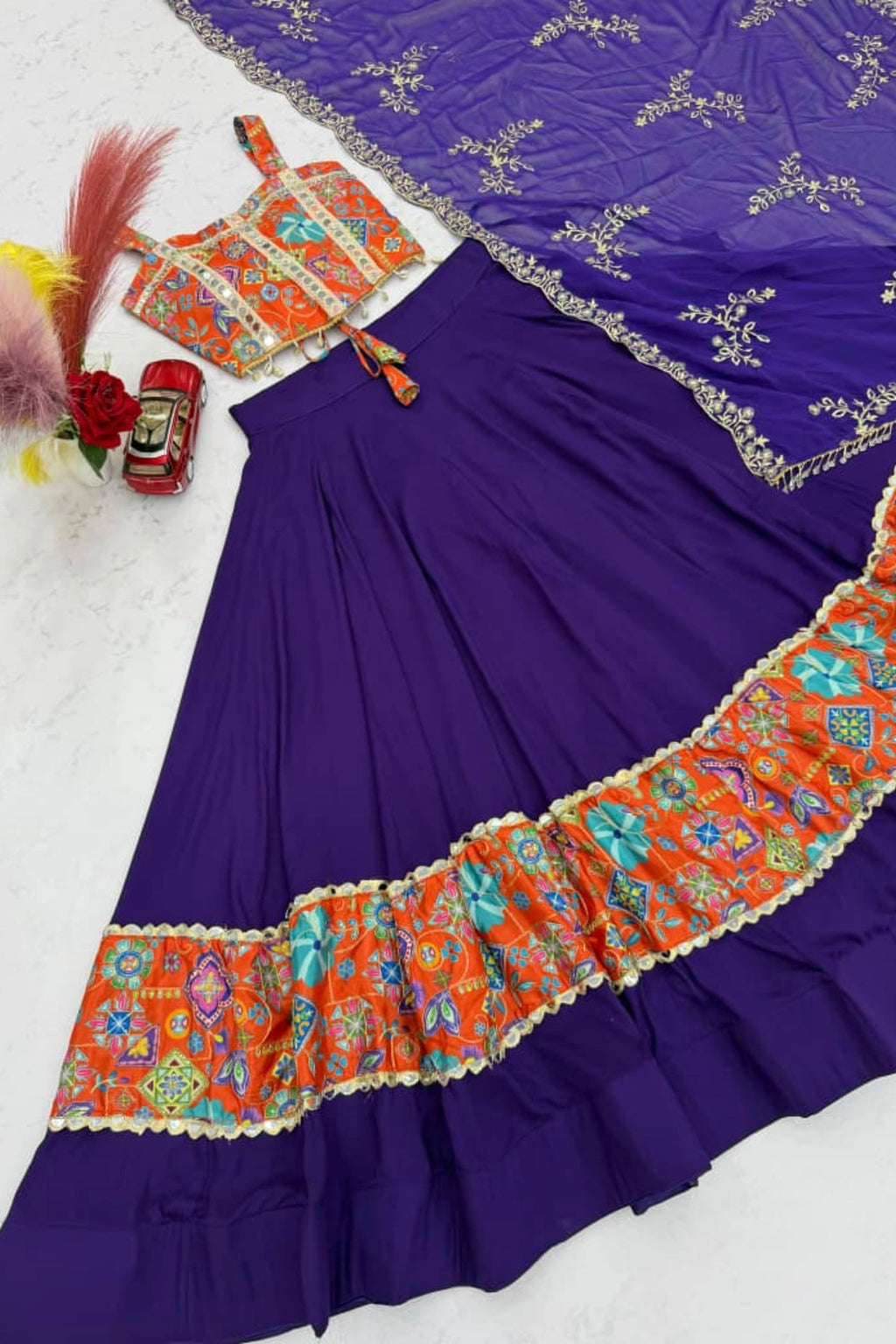 Purple & Multicolour Lehenga Set