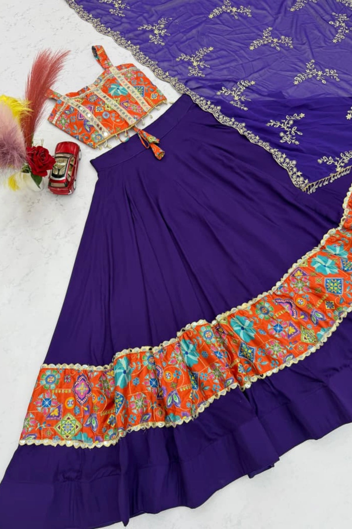 Purple & Multicolour Lehenga Set