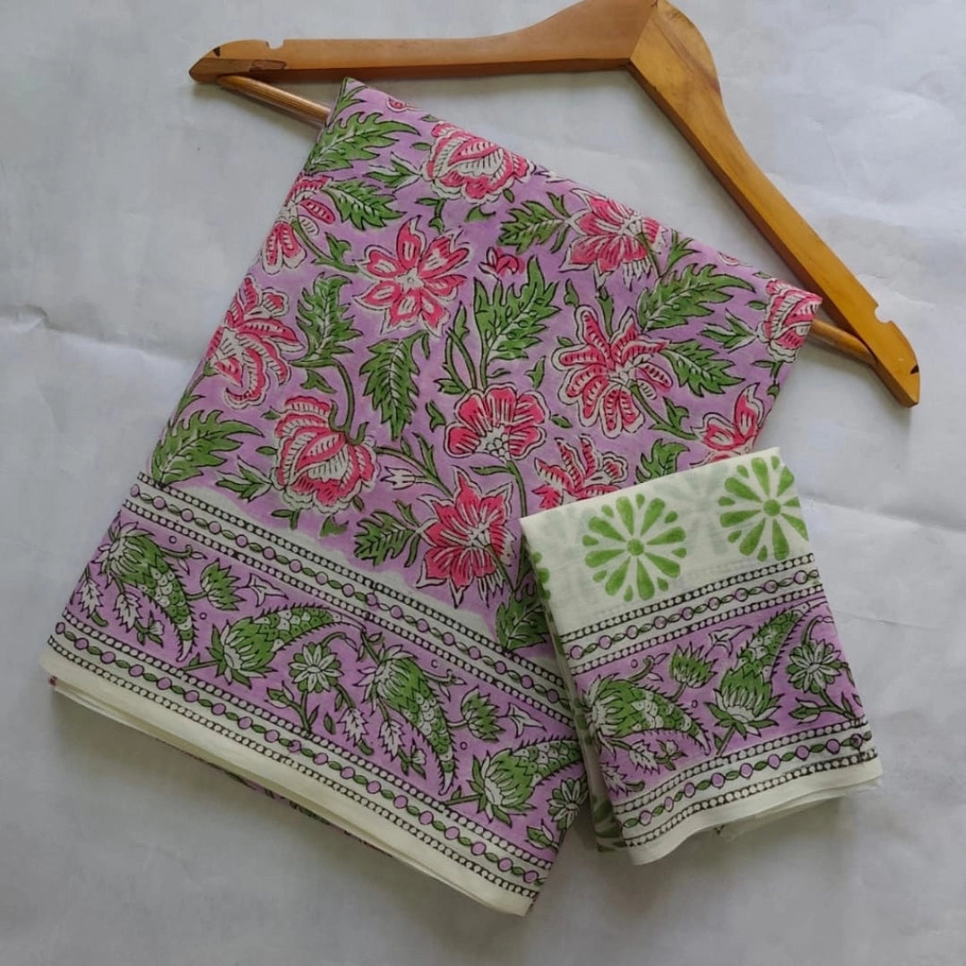 Pastel Lavender with Floral Block Print