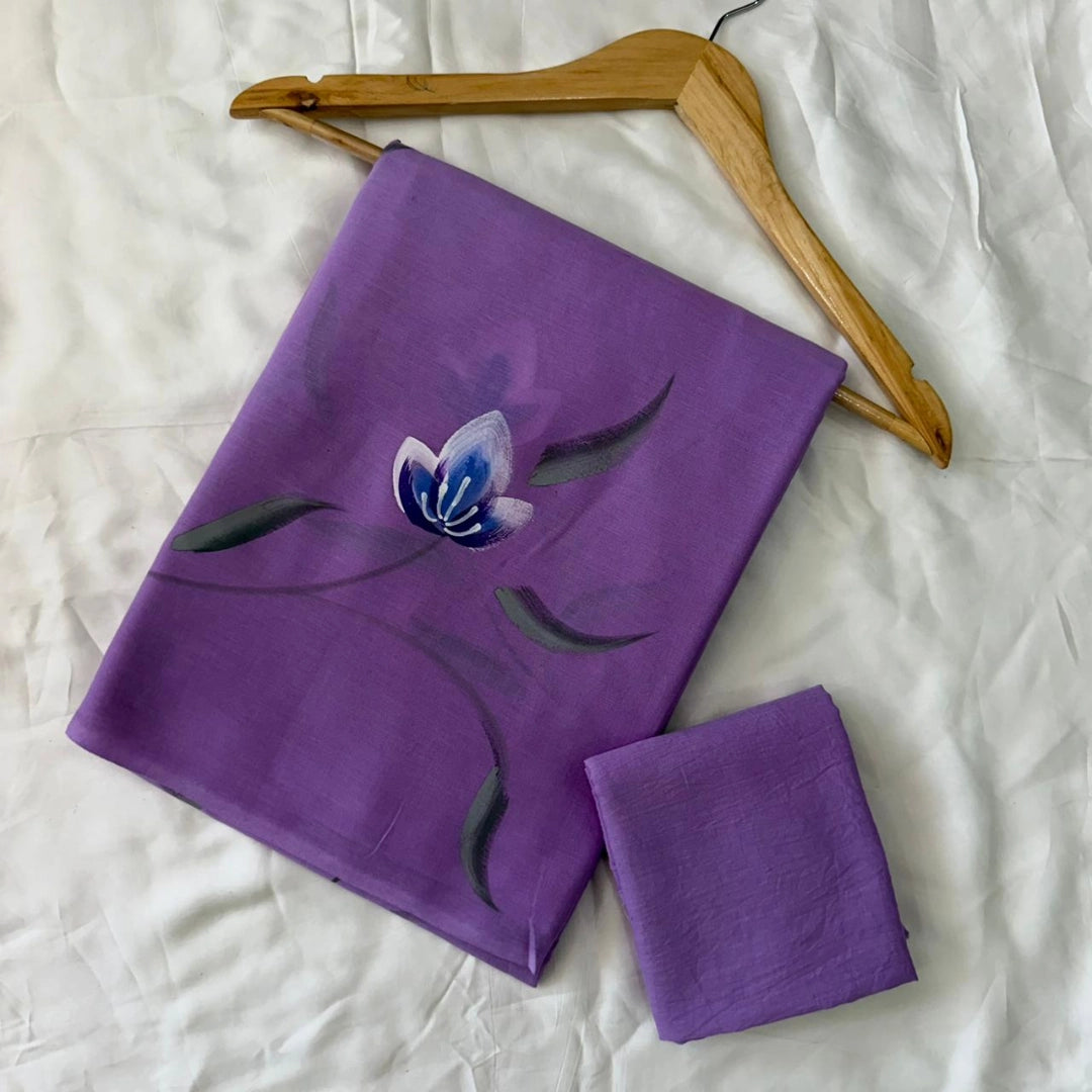 Lavender with Hand-Painted Floral Motif