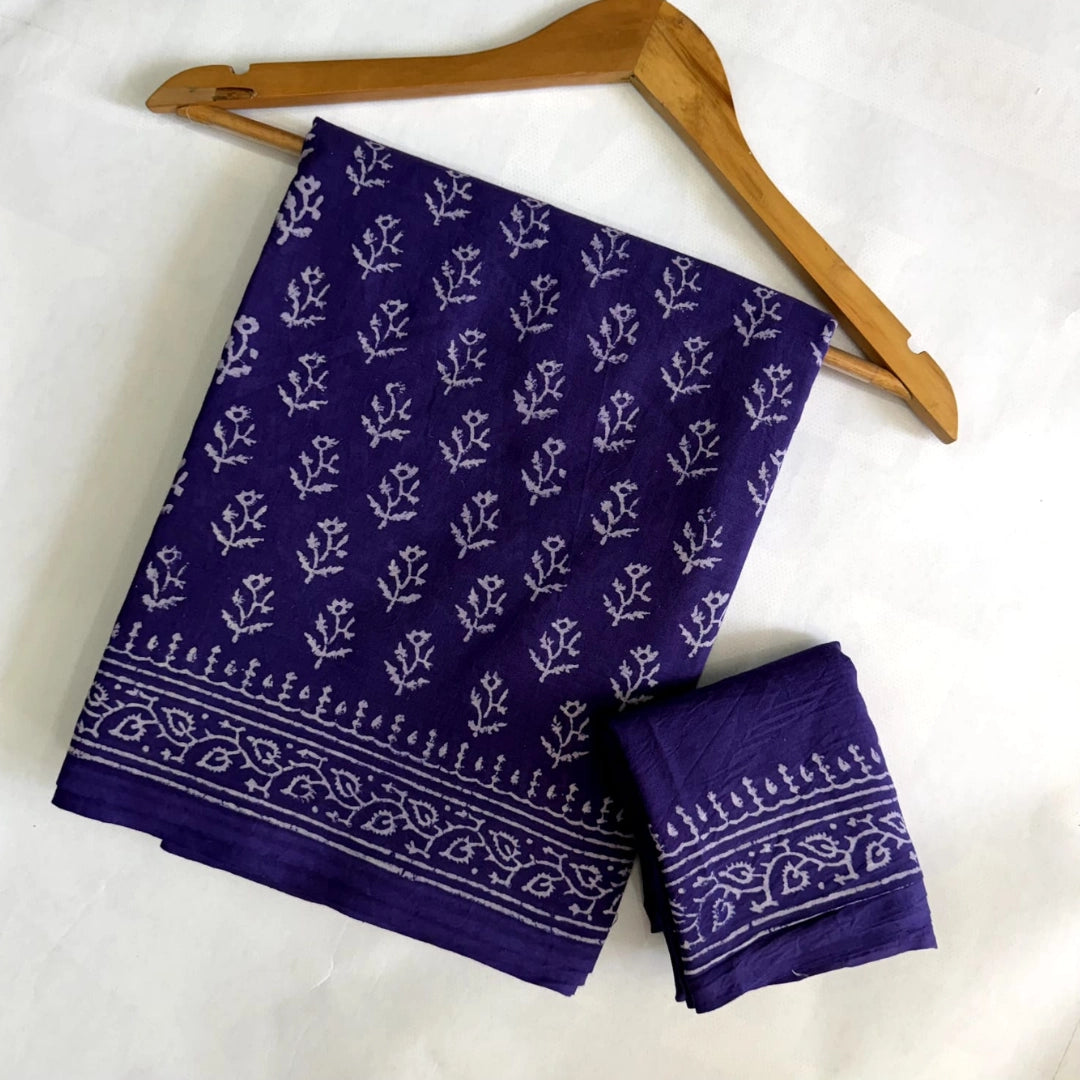 Deep Purple with Floral Block Print