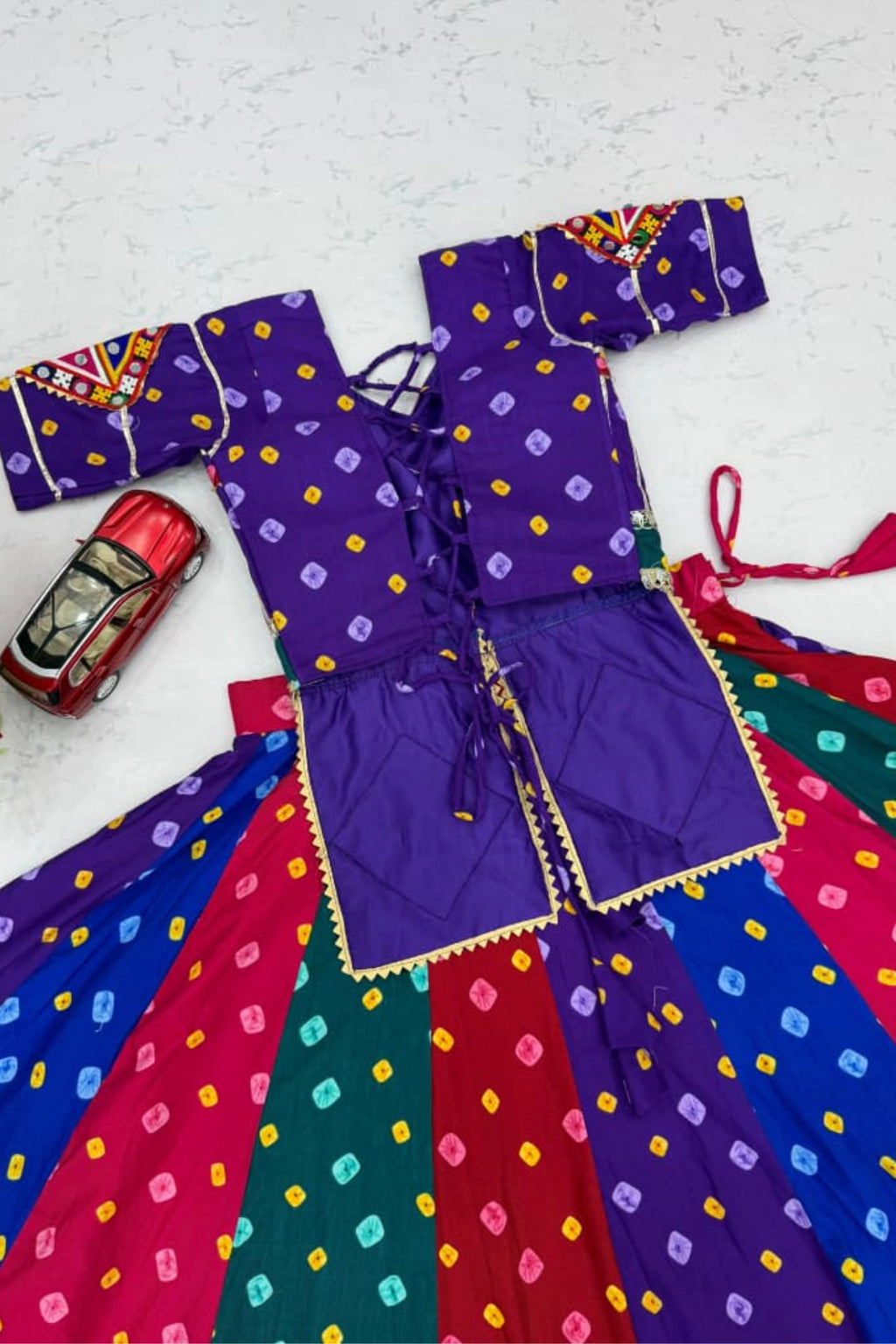 Multicolour Panelled Lehenga Set