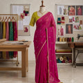 Sequin Line Soft Saree with Contrast Embroidered Blouse