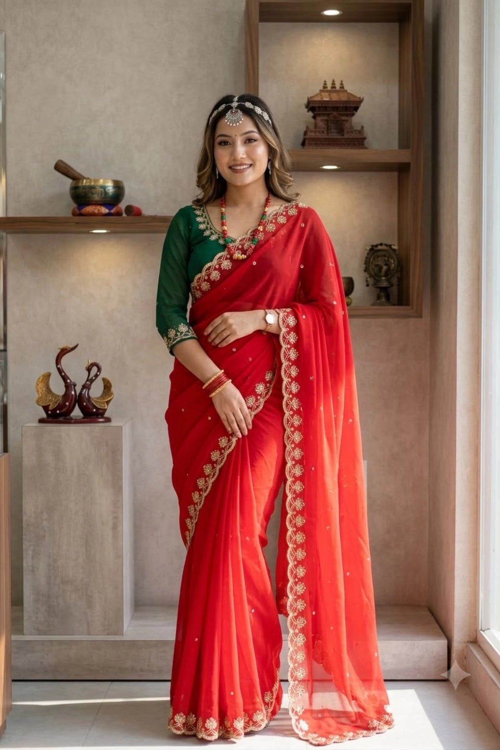 Scarlet Grace Embroidered Georgette Saree