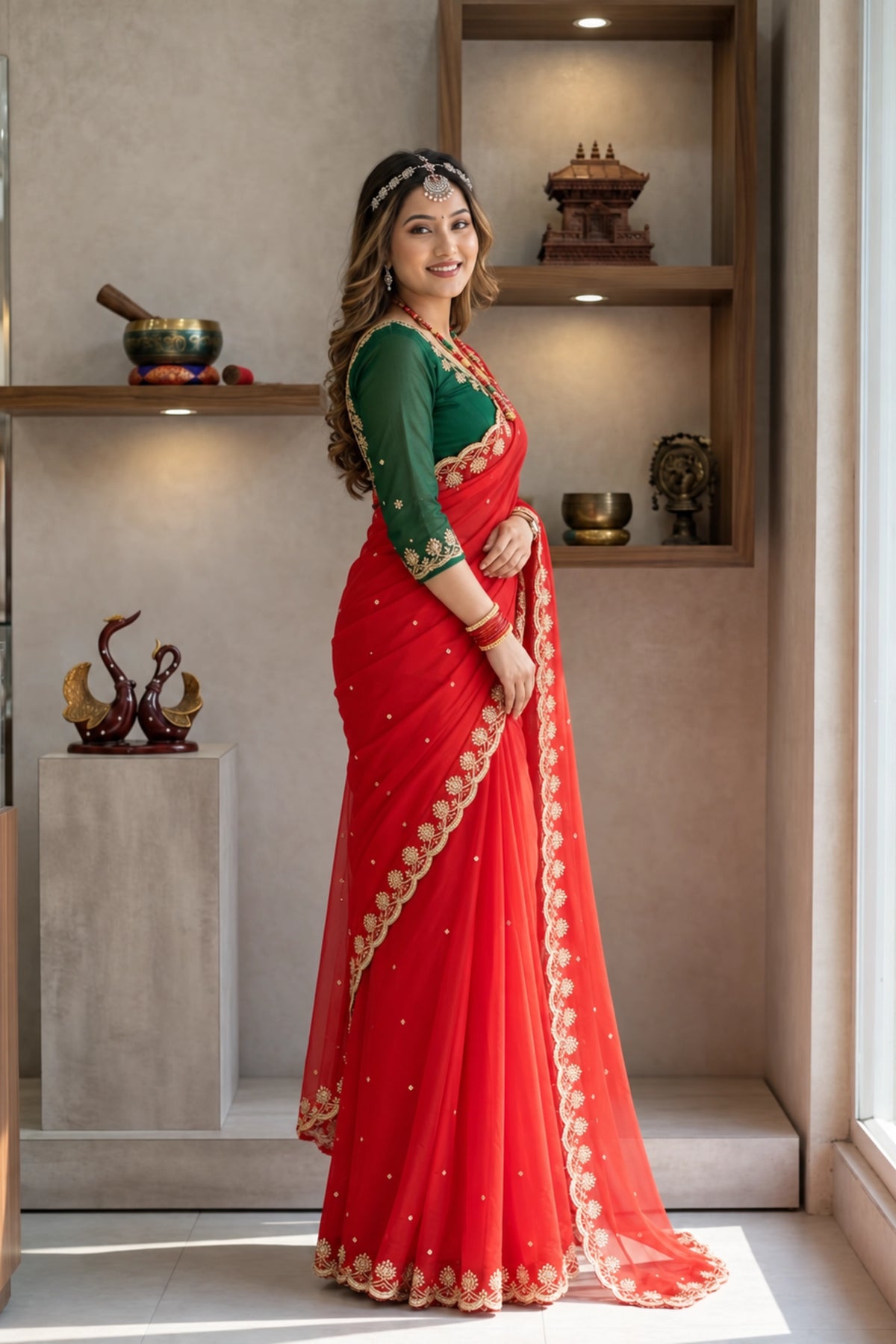 Scarlet Grace Embroidered Georgette Saree