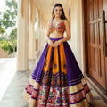 Royal Purple Multicolour Mirror Work Lehenga Set