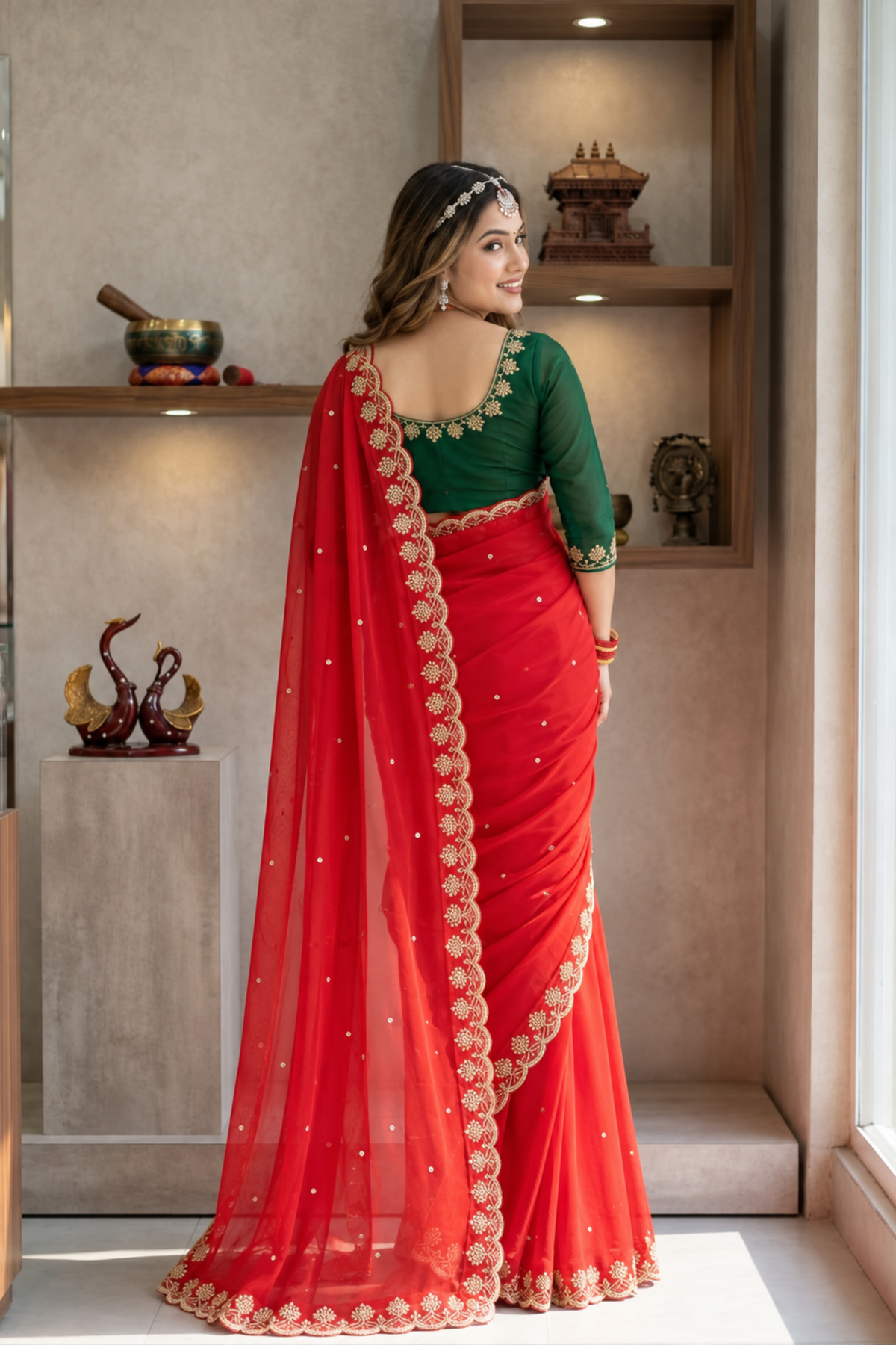 Scarlet Grace Embroidered Georgette Saree